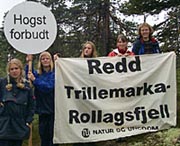 Det har vært mange diskusjoner om vern av Trillemarka. Her er det Natur og Ungdom som demonstrerer for et par år siden.