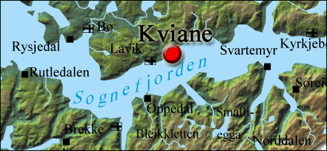 Skipet køyrde på land på Kviane ved Alværa. (Kart: Statens kartverk/NRK)