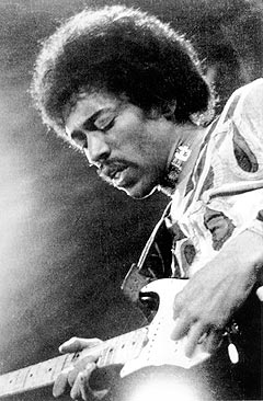 Jimi Hendrix på Isle of Wight i England i 1970. Foto: AP Photo.