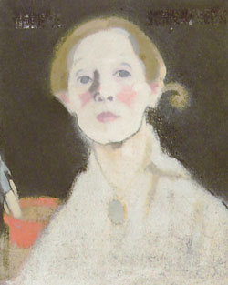 Hele Schjerfbeck: Selvportrett, svart bakgrunn fra 1915. Foto: Statens Konstmuseum.
