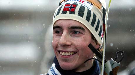 Første pallplassering i verdenscupen: Petter Tande ble nummer 3 i Granåsen desember 2003 (Foto: Scanpix/Gorm Kallestad)