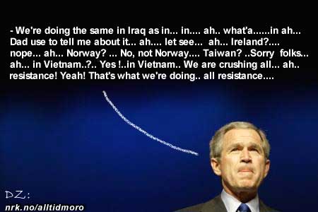 Bush avviser ryktene om hans mentale helse. (Innsendt av Donald Zerman)