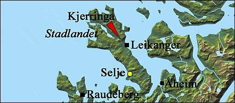 Vindmølleparken som SFE planlegg ligg nord-vest for Leikanger (markert med raudt). (Kart: Statens Kartverk/Arild Nybø, NRK)