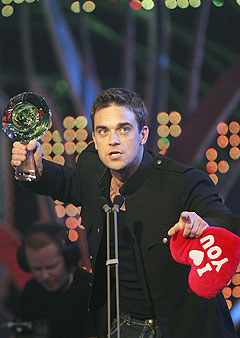 Robbie Williams ønsker seg en dame til jul. Her under Nordic Music Awards tidligere i år. Foto: Ørn E. Borgen, Scanpix.