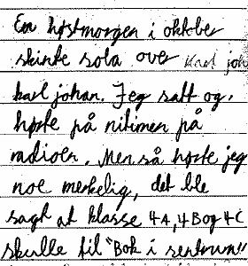 Hanne klarte utmerket å flette ordene "oktober", "Nitimen" og "Karl-Johan" inn i sin historie. 