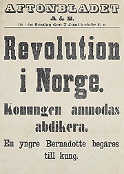 Svenskene reagerte med vantro over det norske 7. juni-vedtaket, og de fleste delte Aftonbladets oppfatning av at dette dreide seg om en revolusjon. Kilde: NBO