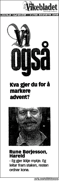 Utklipp fra lørdagens Vikebladet/Vestposten, lokalavisen for Ulstein og Hareid på Sunnmøre. (Innsendt av Øyvind F.)