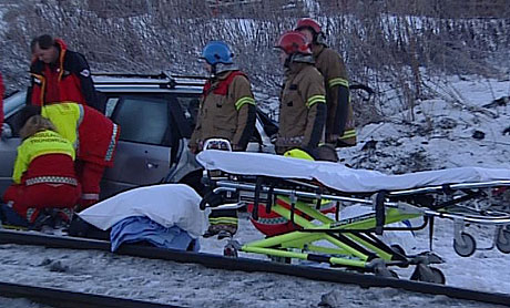 De to som satt i bilene ble lettere skadet. Foto: NRK Trøndelag.