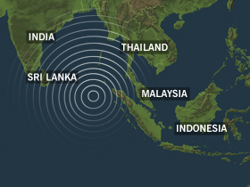 Jordskjelvet i Det indiske hav skapte en enorm flodbølge.