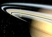 Cassini i Saturns ringer (Grafikk: BBC)