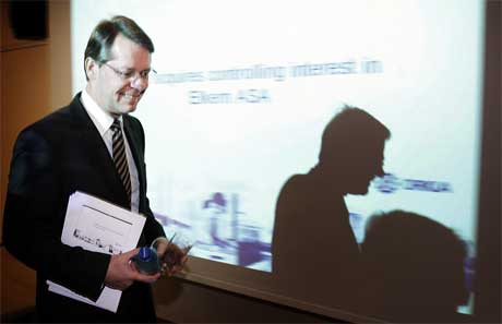 Konsernsjef Finn Jebsen presenterte oppkjøpet på en pressekonferanse i morges (Foto: Tor Richardsen / SCANPIX )