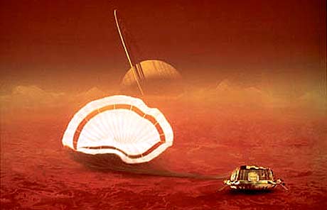 Huygens landing på Titan - kunstnerisk framstilt (AFP/ESA)