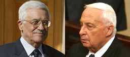 Mahmoud Abbas (t.v.) og Ariel Sharon