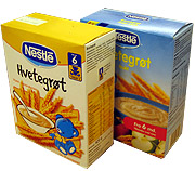 Hvetegrøt m/melk fra Nestlè til kr. 3,85 og Hvetegrøt m/frukt fra Nestlè til kr. 27,30. Hvetegrøt m/melk fra Nestlè til kr. 3,85 og Hvetegrøt m/frukt fra Nestlè til kr. 27,30.