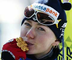 Kristina Smigun vant jaktstarten i VM i Val di Fiemme. (Foto: Erik Johansen / SCANPIX)
