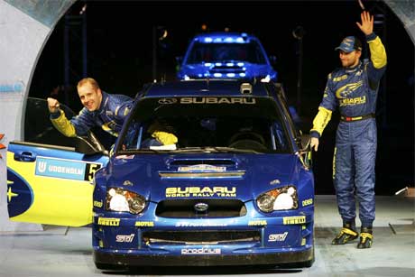 Rallyet i Sverige var siste VM-runde for Subaru Impreza 2004. Under Rally Mexico avdukes både ny bil, Subaru Impreza WRC 2005. Foto: Håkon Mosvold Larsen / SCANPIX .