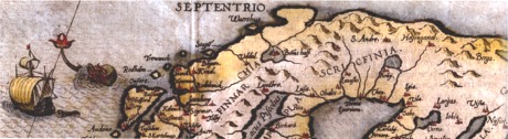 Forestillingene om nordområdene var ganske uklare. Dette kartet er fra 1593. Forestillingene om nordområdene var ganske uklare. Dette kartet er fra 1593.