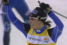 Marit Bjørgen var tilbake som verdens beste sprinter i Gøteborg (Foto: NRK)