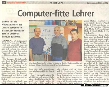 Komputerfittelærer??? I dette klippet fra en tysk avis er det nok snakk om det engelske ordet "fit", som har med trening å gjøre. (Innsendt av Marte Ø.)