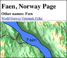 Amerikansk karttjeneste mener at Faen ligger i Telemark.