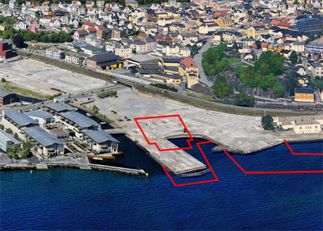 Her, ved Fritzøe Brygge, skal kulturhuset Bølgen etter planen ligge.