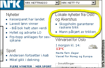 NRK holder deg oppdatert på trikkenyheter. (Innsendt av KS)
