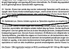 Når man registrerer seg som bruker av iTunes må man akseptere at bruk av tjenesten reguleres av engelsk lov. Foto: Faksimile.  
