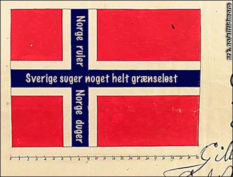 Slik ville mange ha flagget i 1905: Dette utkastet kom bare på annenplass i konkurransen den gang. (Alltid Moro)