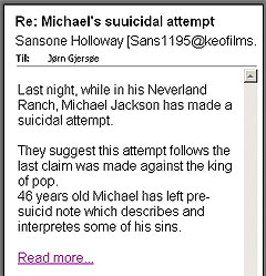 Undertegnede mottok også tilbud om å lese Michael Jacksons angivelige selvmordsbrev.