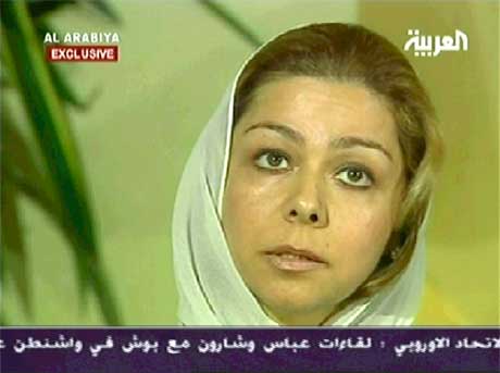 Den eldste dottera til Saddam, Raghda, fotografert under eit intervju med Al Arabiya