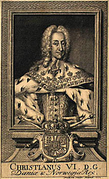 Kong Christian 6. Bildet er hentet fra Det Kongelige Biblioteks web-site, www.kb.dk, 12.08.05.