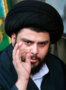 Moqtada al-Sadr ber motstanderne roe seg. Foto: Scanpix/Reuters.