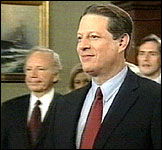 SLÅTT: Al Gore måtte til slutt gi opp mot Bush, men tok igjen til motmæle i dag. SLÅTT: Al Gore måtte til slutt gi opp mot Bush, men tok igjen til motmæle i dag.