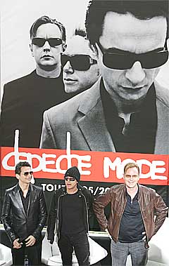 David Gahan, Martin Gore og Andrew Fletcher i Depeche Mode. Foto: Scanpix.