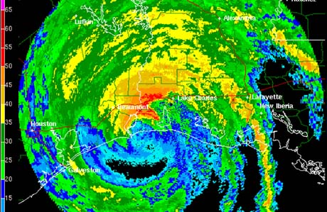 Slik traff orkanen sørkysten av USA i natt. (Foto: National Weather Service) Slik traff orkanen sørkysten av USA i natt. (Foto: National Weather Service)
