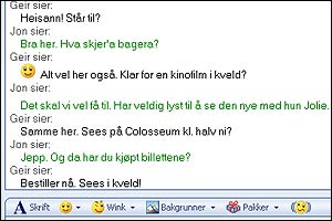 Messenger-chat: Lett å lage kinoavtaler med venner på denne måten (hentet fra MSN Messenger)