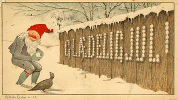 Wilhelm Larsens første norske julekort frå 1883