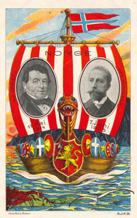 Eit typisk 1905-kort med W. K. Christie frå 1814 og Christian Michelsen frå 1905 i seglet.