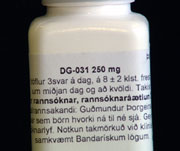 Medisinen heiter berre DG-031. Foto: NRK