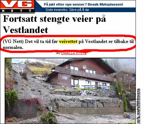 Det vil ta tid før veivettet blir normalt på Vestlandet, melder VG.no. (Innsendt av Rune Valle)