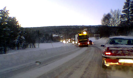Ulykka skjedde nord for Berkåk. MMS-foto: NRK Trøndelag.