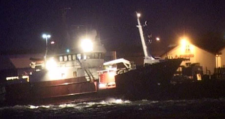 Uværet rusket godt langs kysten. Dette bildet ble tatt i Rørvik. Foto: NRK. Uværet rusket godt langs kysten. Dette bildet ble tatt i Rørvik. Foto: NRK.