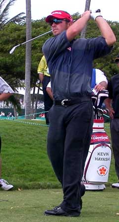 Henrik Bjørnstad under debuten på PGA-touren.(Foto: Øystein Ingdahl/NRK) 