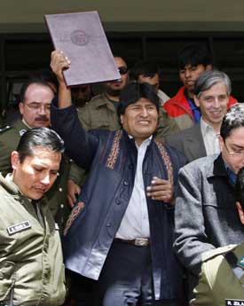 Evo Morales er valgt til president i Bolivia, men er ikke populær i USA. Foto: Scanpix/Reuters.