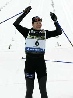 Ella Gjømle jublet da hun tok sin første verdenscupseier. (Foto: AP/Scanpix)