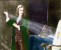 Sir Isaac Newton eksperimenterer med sollyset. Foto: NRK-arkiv