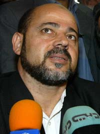 Hamas-lederen Musa Abu Marzuk på en pressekonferanse i Damaskus i august. (Foto: L.Beshara, AFP)