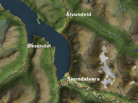 Oppdølsstranda mellom Sunndalsøra og Ålvundeid