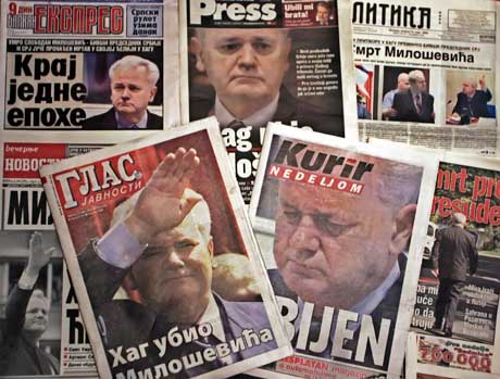 "Haag drepte Milosevic" skriver serbiske aviser. Foto: Scanpix/AP.