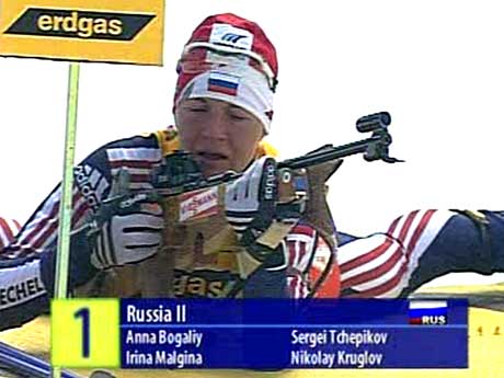 Russerne vant VM mixedstafetten. (Foto: NRK)